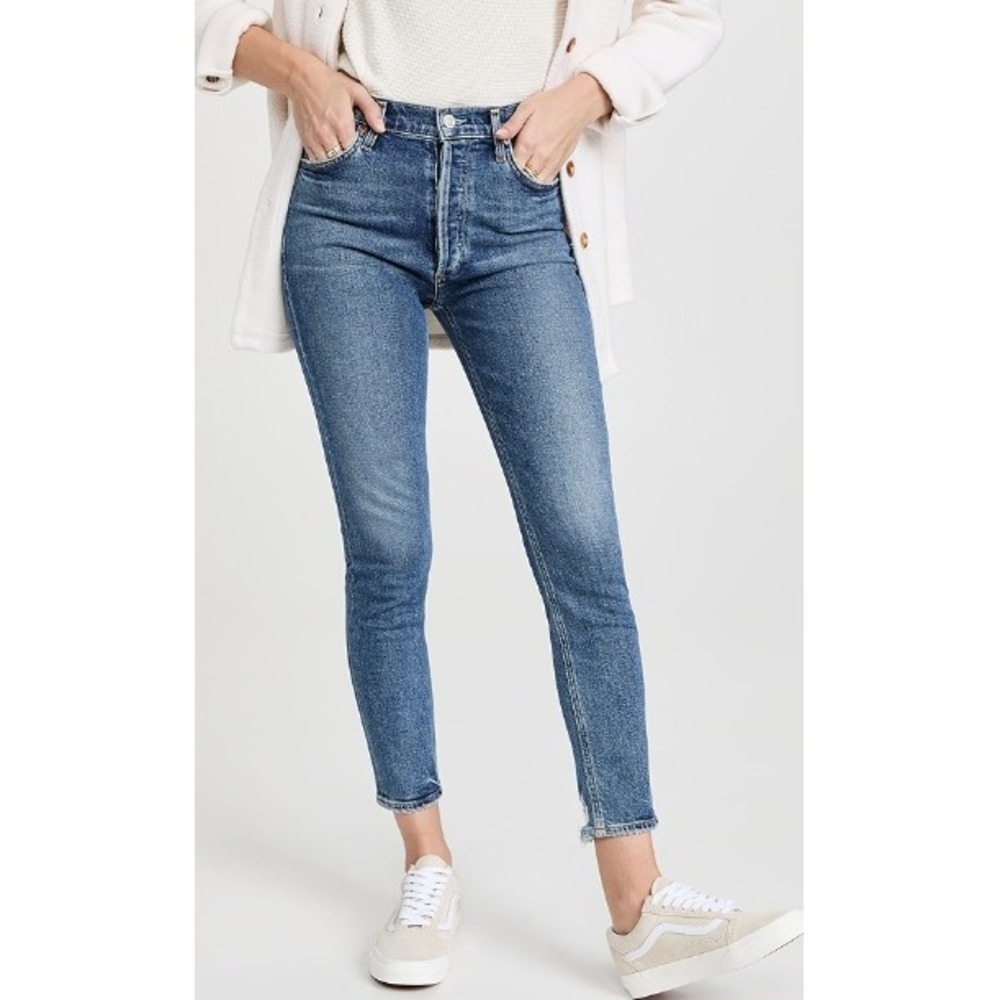 Agolde Nico High Rise Slim Fit Jeans Medium Wash Blue Button Fly A093F-1256 29